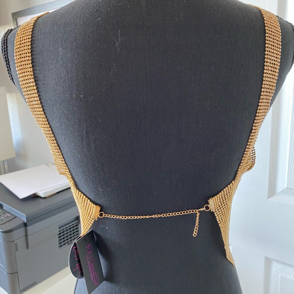 Gold Rhinestone Crop Top - Picture 4 of 7